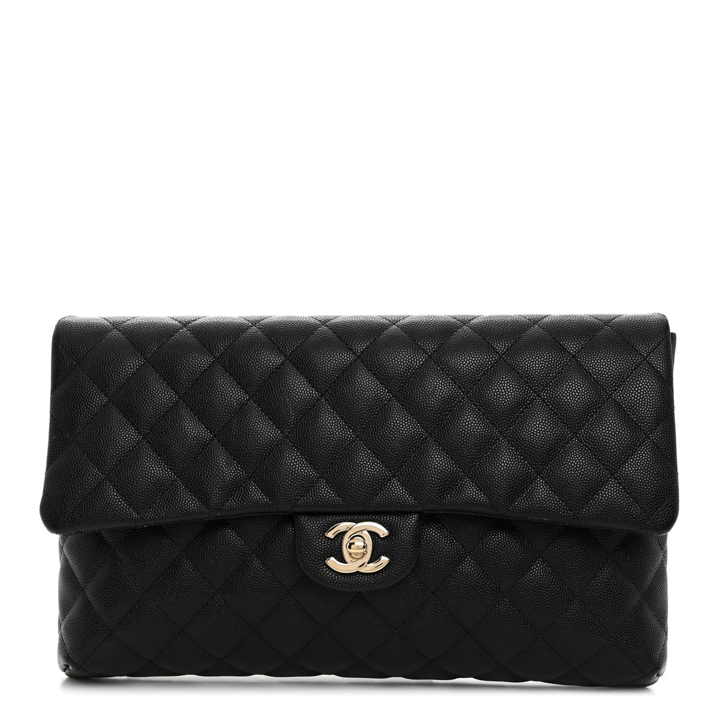 Caviar Quilted Flap Clutch Black