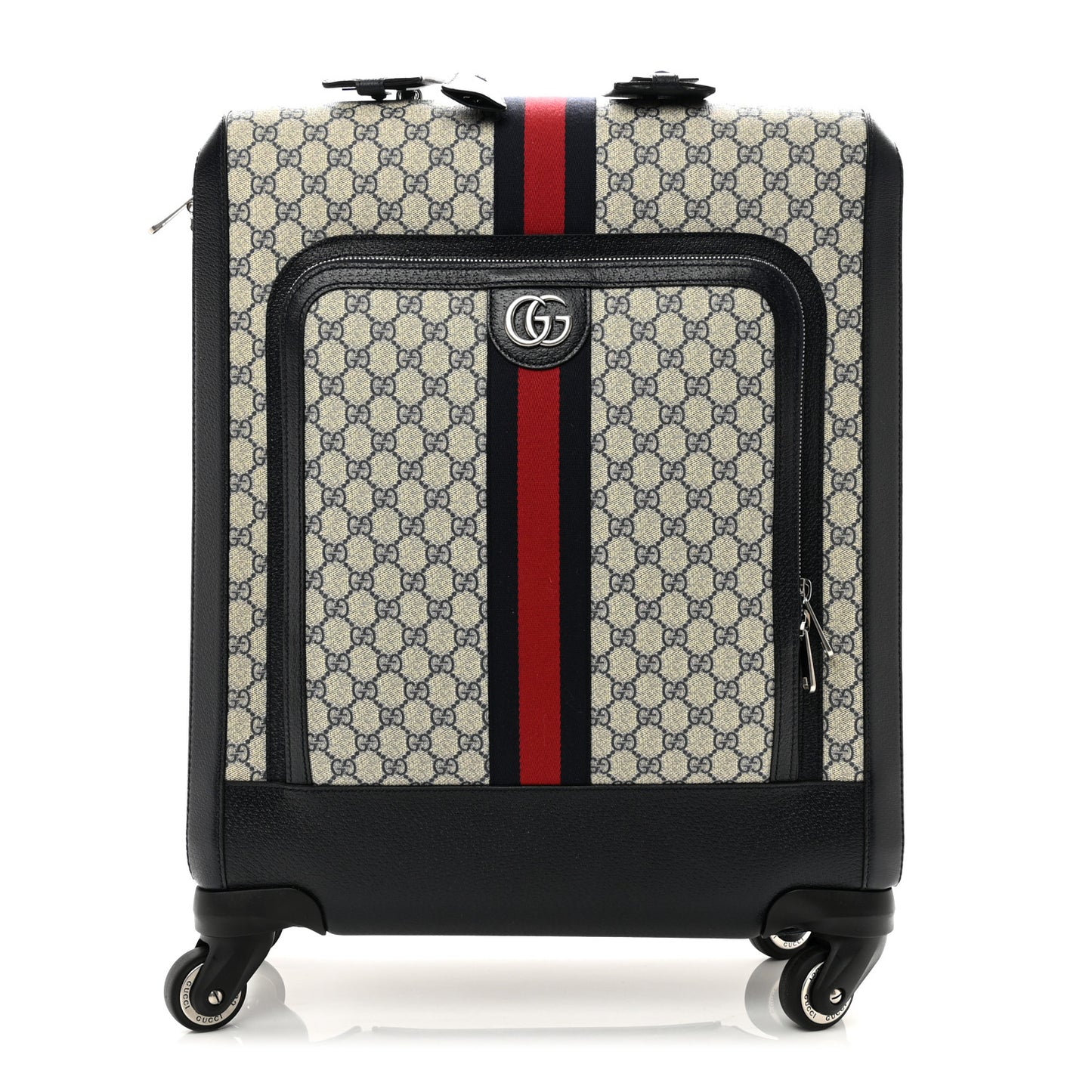 GG Supreme Monogram Textured Dollar Calfskin Web Savoy Cabin Plus Trolley Beige Blue