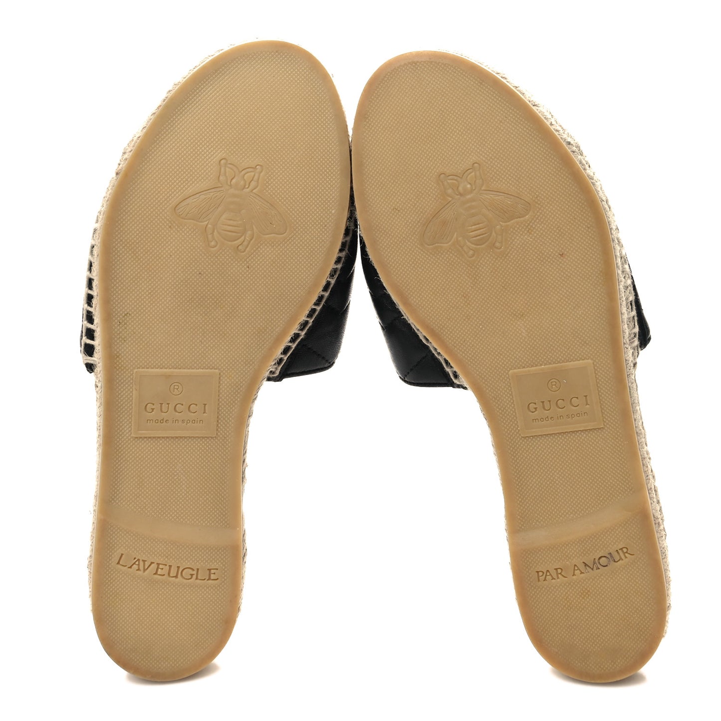 Nappa Matelasse GG Marmont Espadrille Slide Sandals 39.5 Black