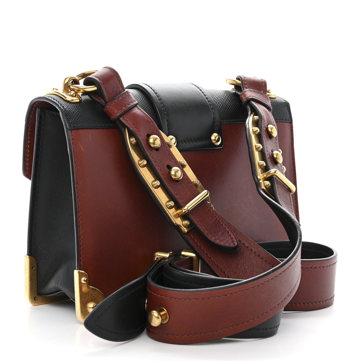 Antic Soft Saffiano Lions Head Cahier Shoulder Bag Cotto Black