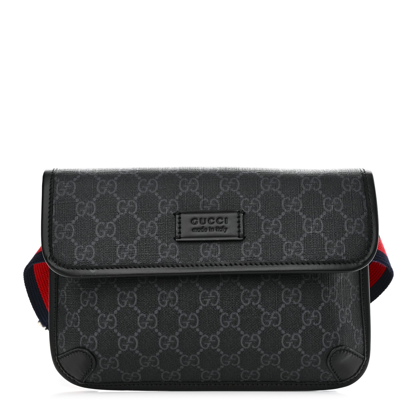GG Supreme Monogram Web Slim Belt Bag Black Grey