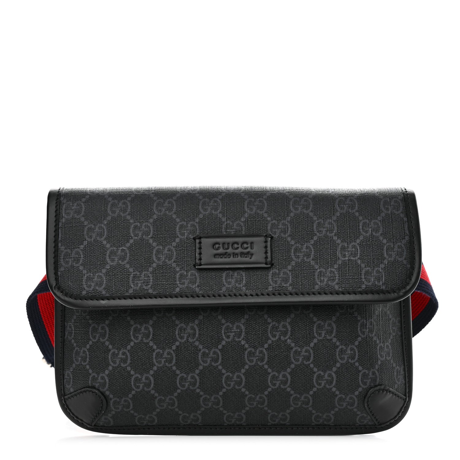 Gucci GG Supreme Monogram Web Slim Belt Bag Black Grey 1 of 10