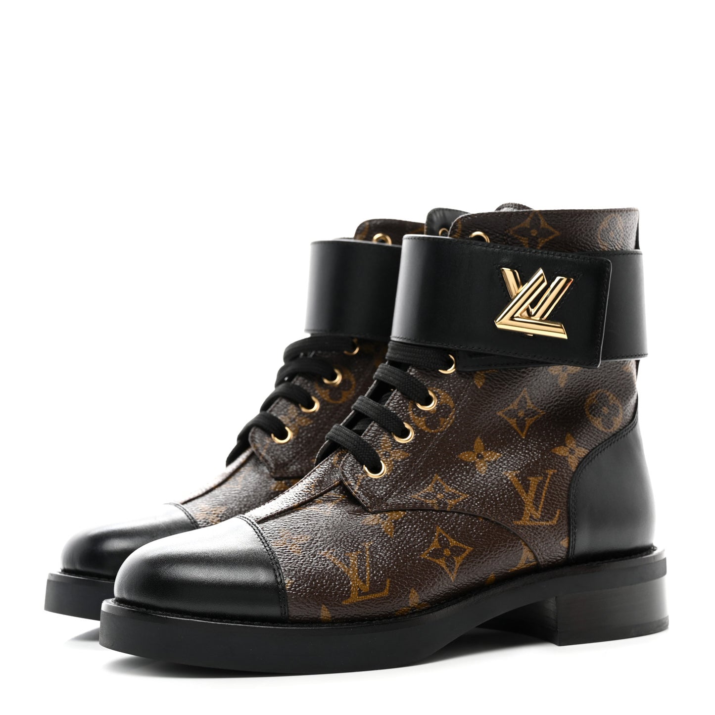Calfskin Monogram Wonderland Flat Ranger Boots 37 Black