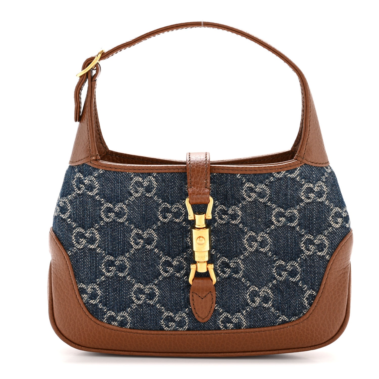 Gucci オブジェ Gucci New Denim GG Monogram Calfskin Mini Jackie 1961 Hobo Blue
