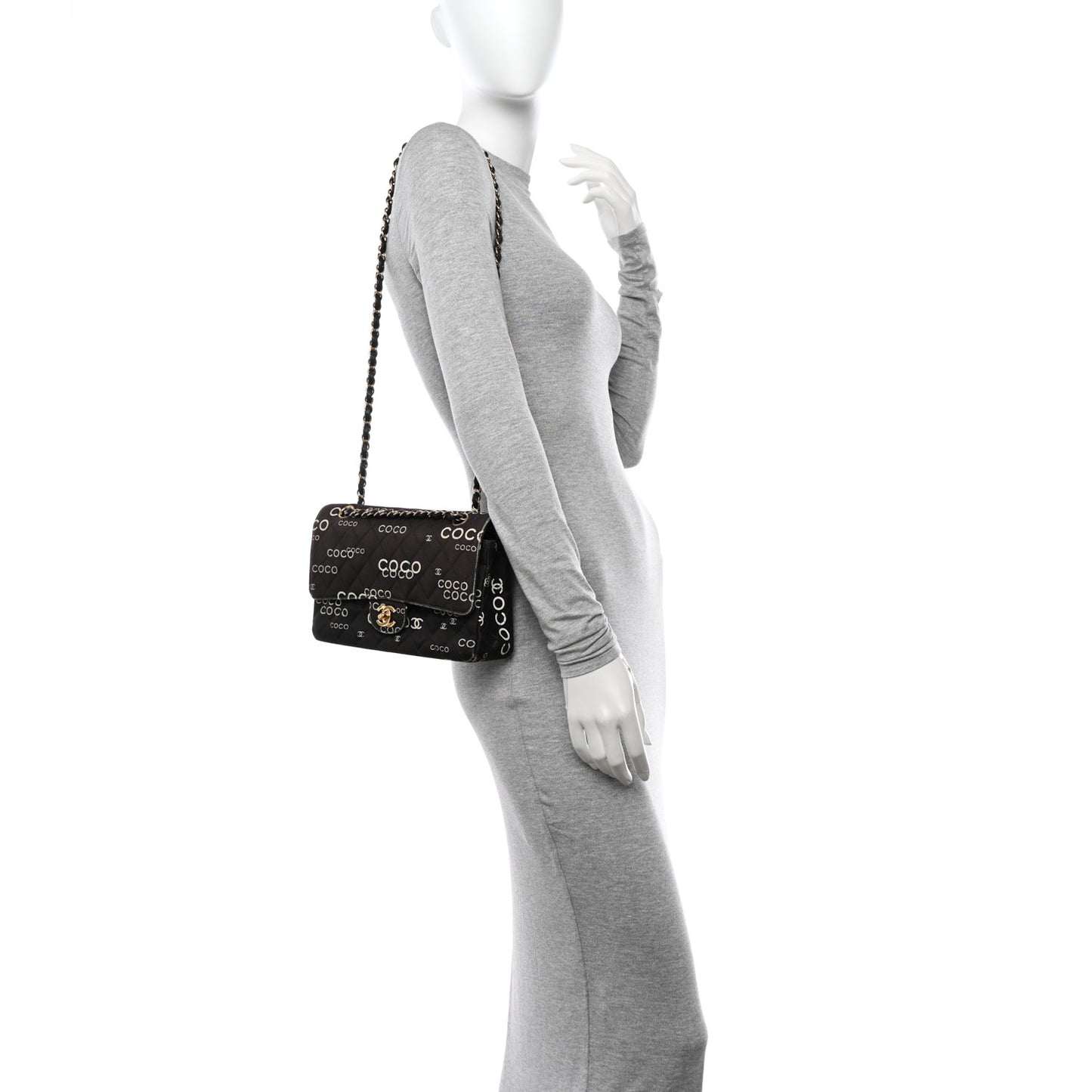 Canvas Coco Printed Quilted Medium Double Flap Black White