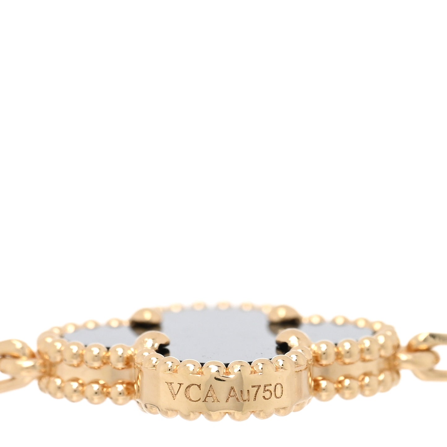 18K Yellow Gold Black Onyx 5 Motifs Vintage Alhambra Bracelet