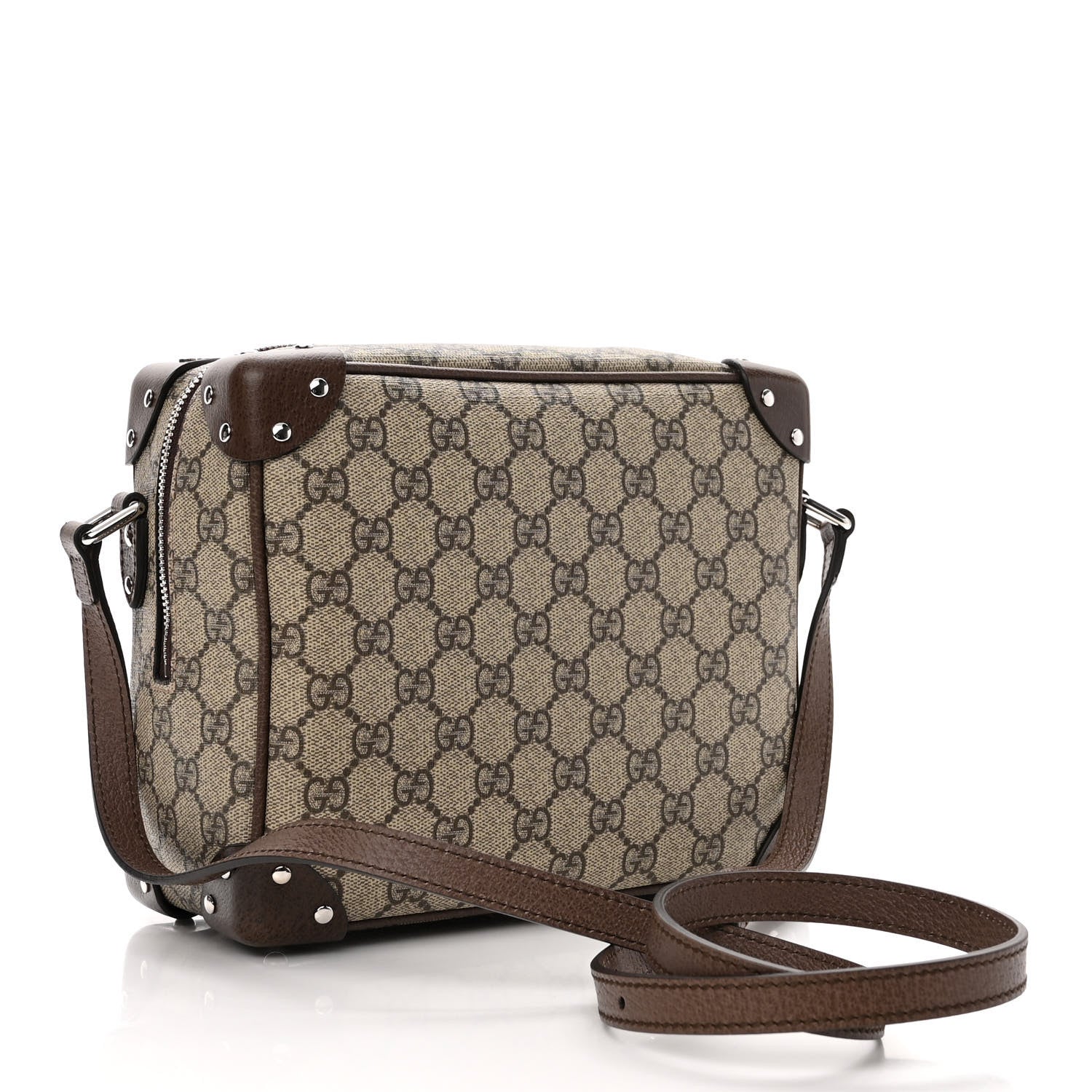 Gucci GG Supreme Monogram Textured Calfskin Square Messenger Bag Beige Ebony New Acero 3 of 10