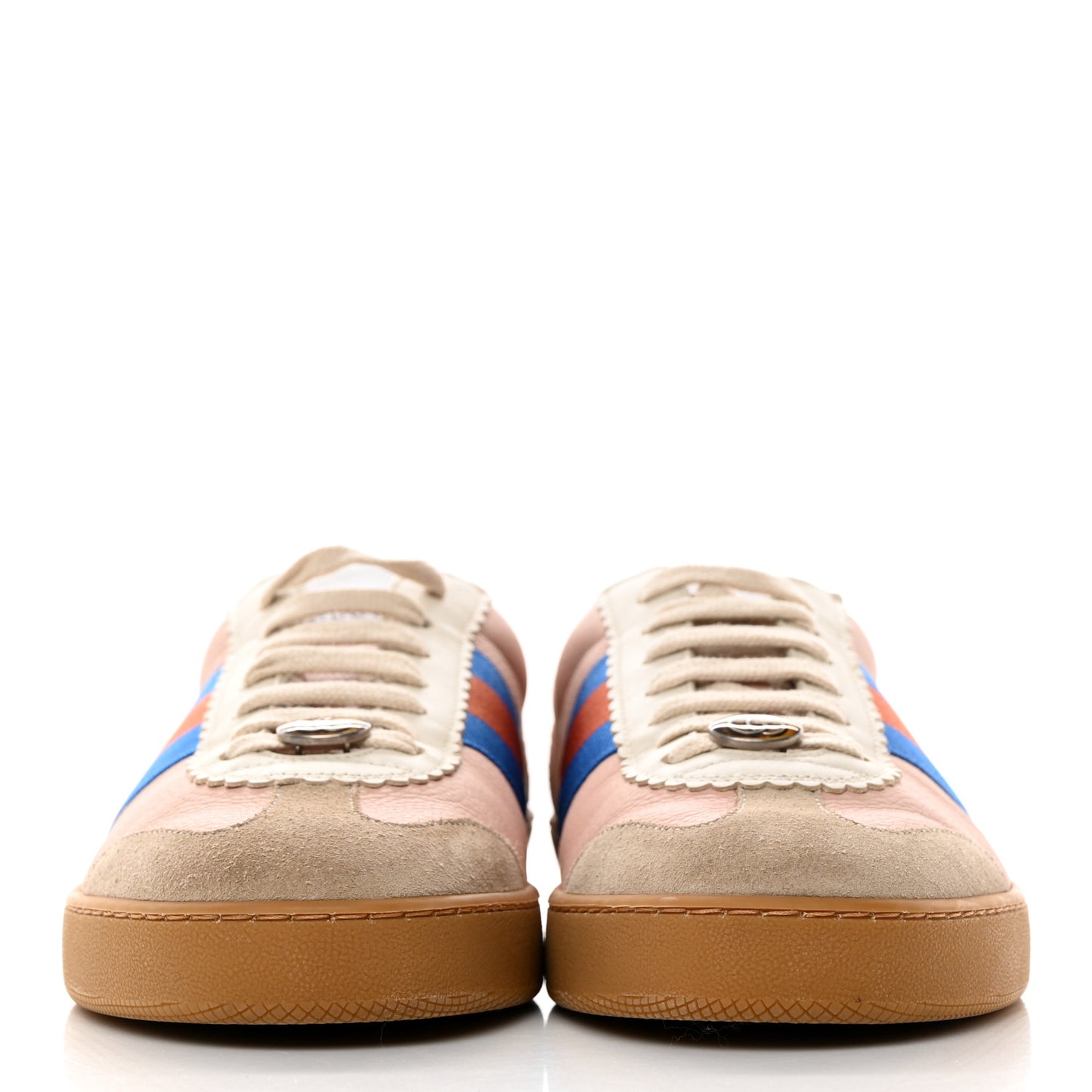 Calfskin Suede Web Mens G74 Sneakers 8.5 Oatmeal Soft Rose