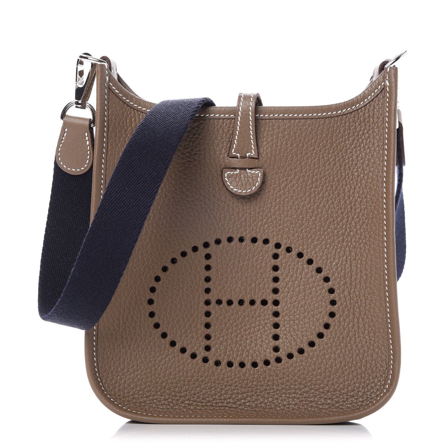 Hermes Taurillon Clemence Amazone Evelyne TPM Etoupe Bleu Indigo