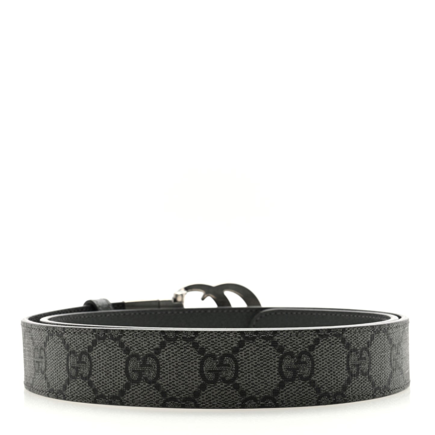 GG Supreme Monogram Plutone Calfskin Palladium Double G Reversible 30mm Belt 85 34 Black