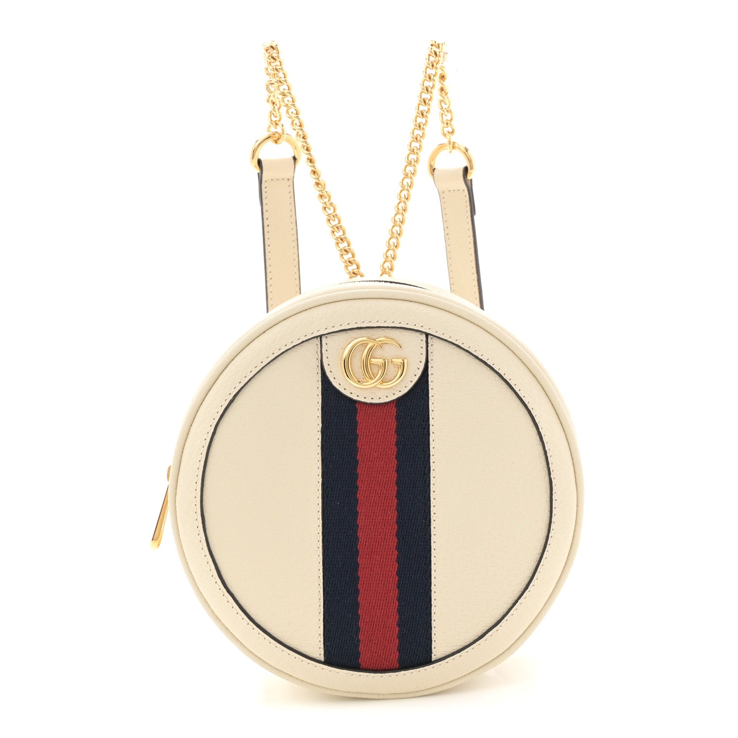 Authentic Gucci Mini Ophidia Round backpack in white color Gucci Textured Calfskin Web Mini Ophidia Round Backpack  main image 3