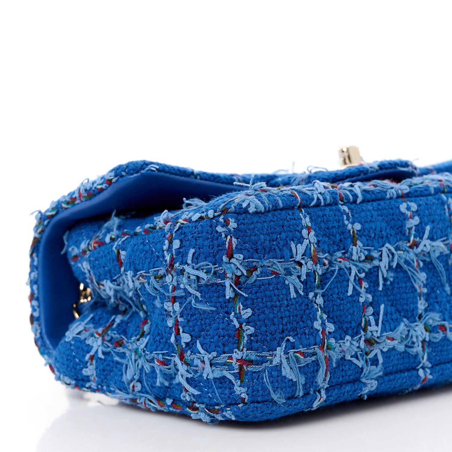 Chanel Tweed Quilted Mini Rectangular Flap Blue Red Khaki 10 of 12