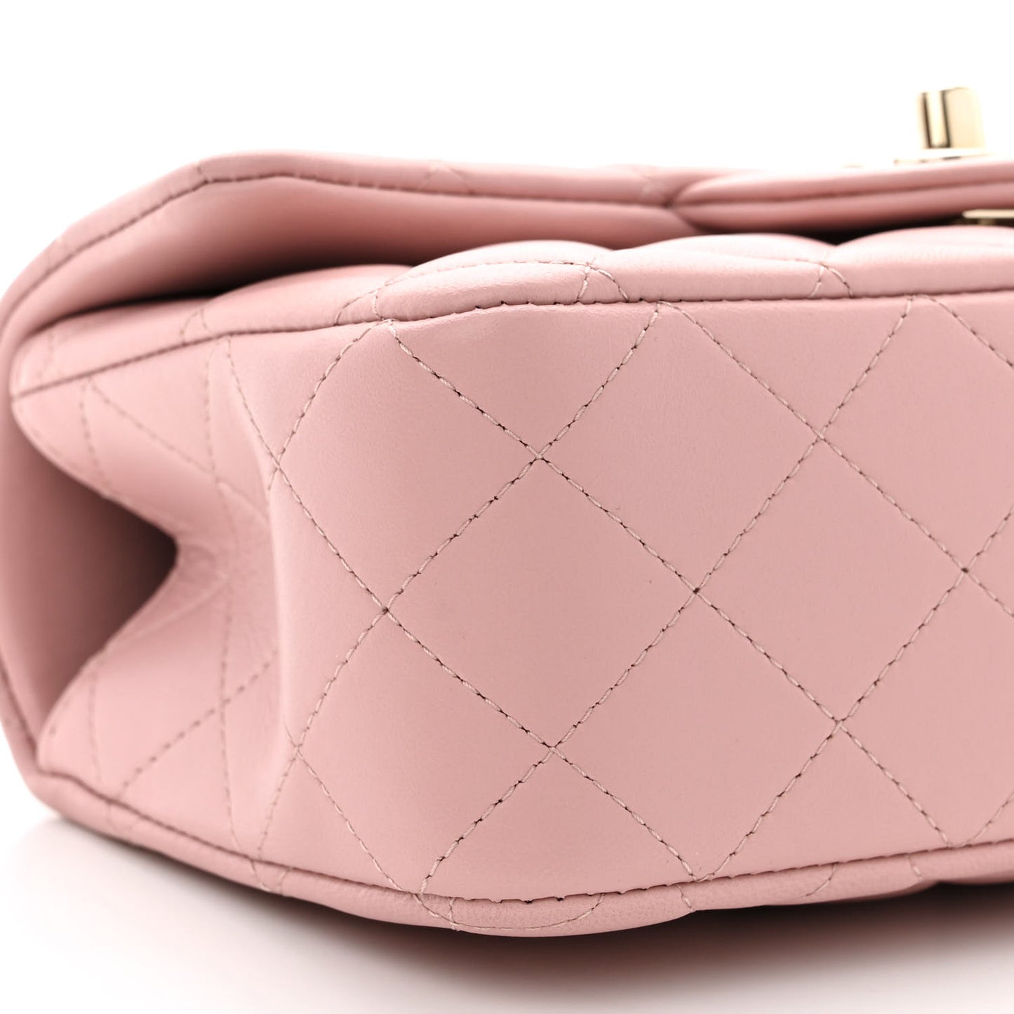 Lambskin Quilted Mini Top Handle Rectangular Flap Light Pink