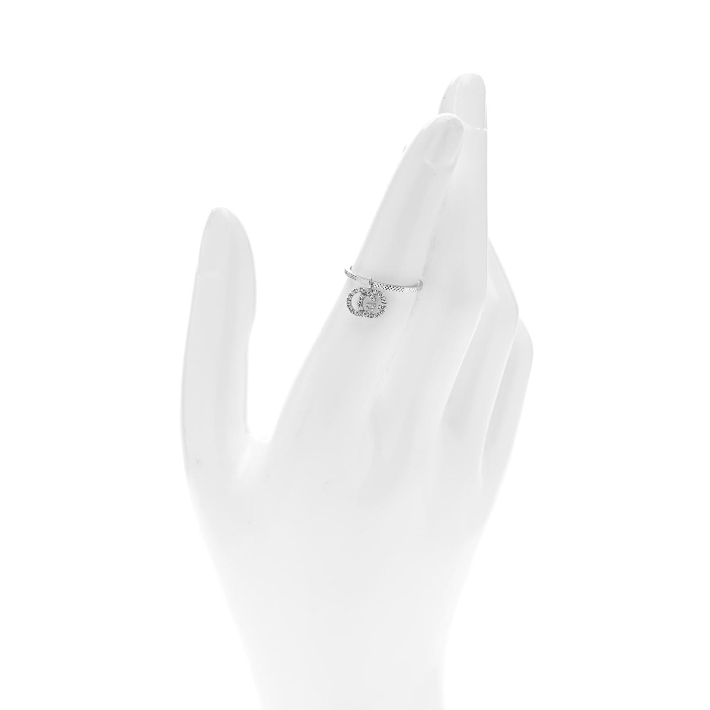 18K White Gold Diamond Running G Charm Ring 49 5