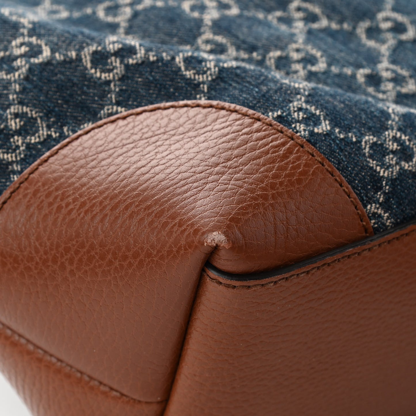 New Denim GG Monogram Medium Ophidia Shopping Tote Blue Tea Cuir