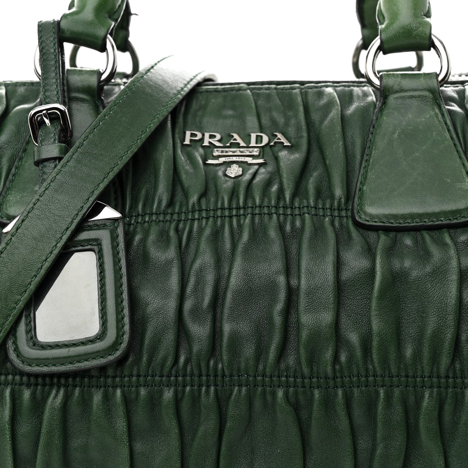Prada Nappa Gaufre Double Zip Tote Green 8 of 17