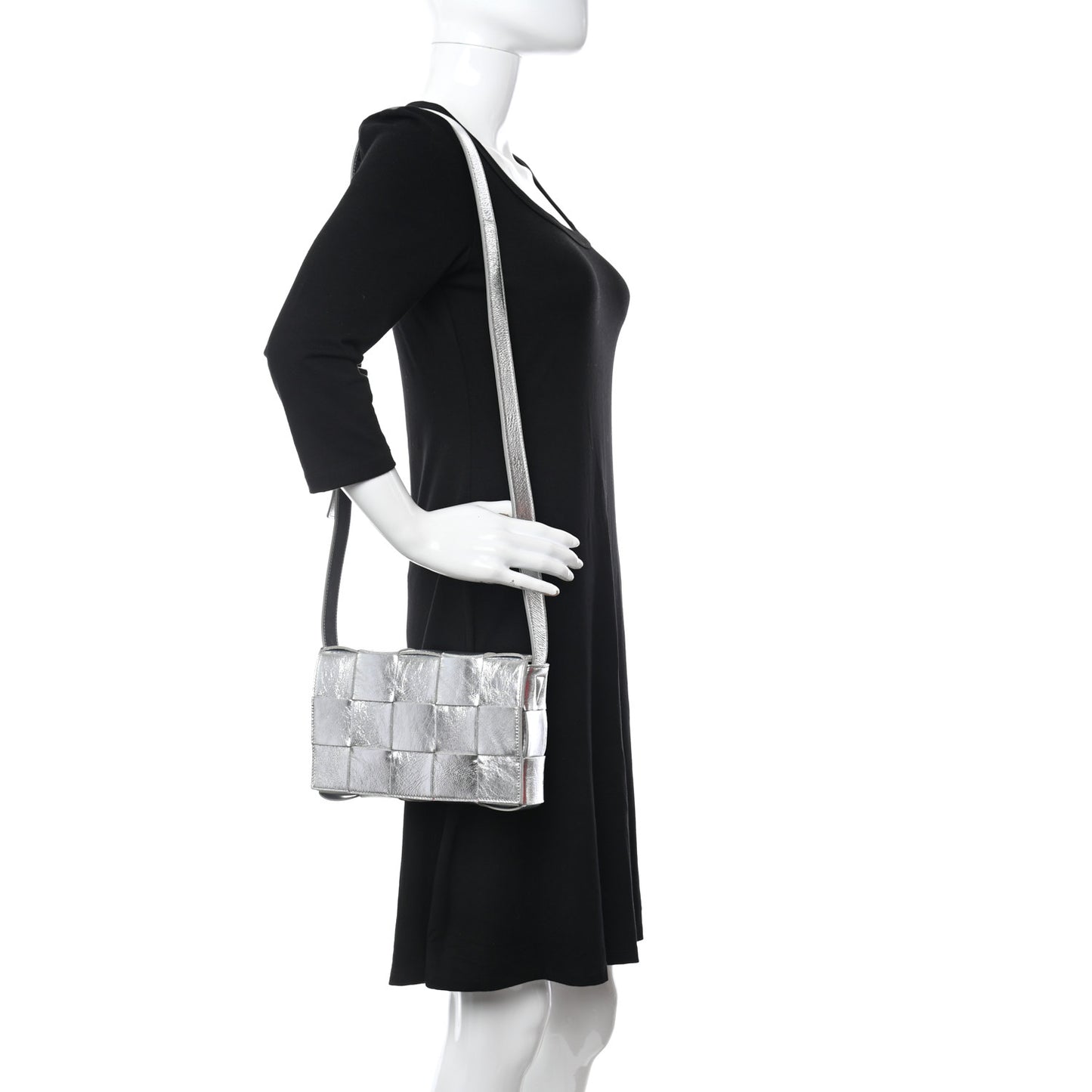 Metallic Lambskin Maxi Intrecciato Cassette Crossbody Bag Silver