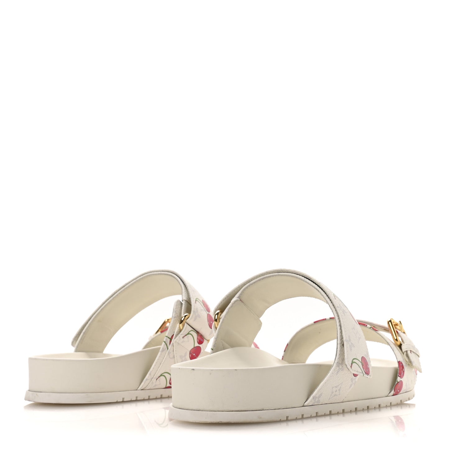 LV X TM Monogram Cerises Bom Dia Comfort Mule Sandals 42 White