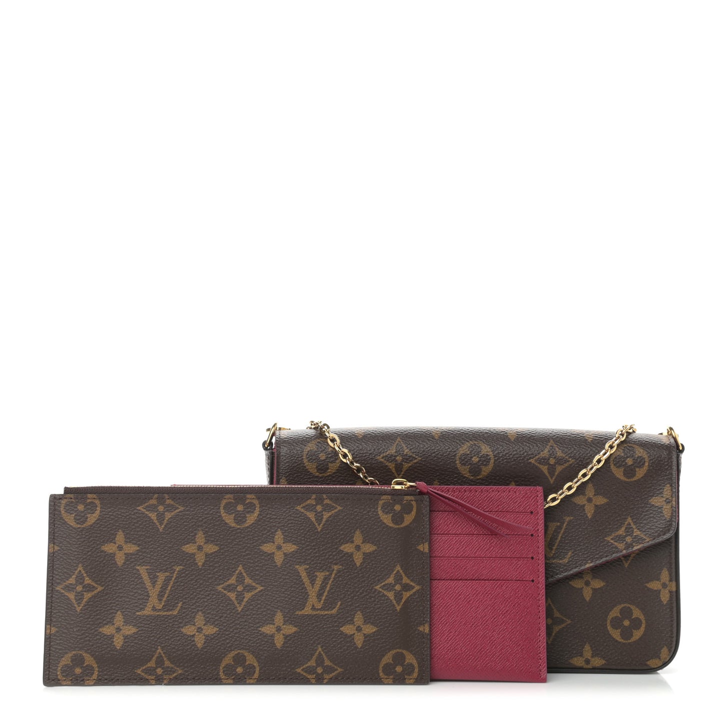 Monogram Pochette Felicie Chain Wallet Fuchsia