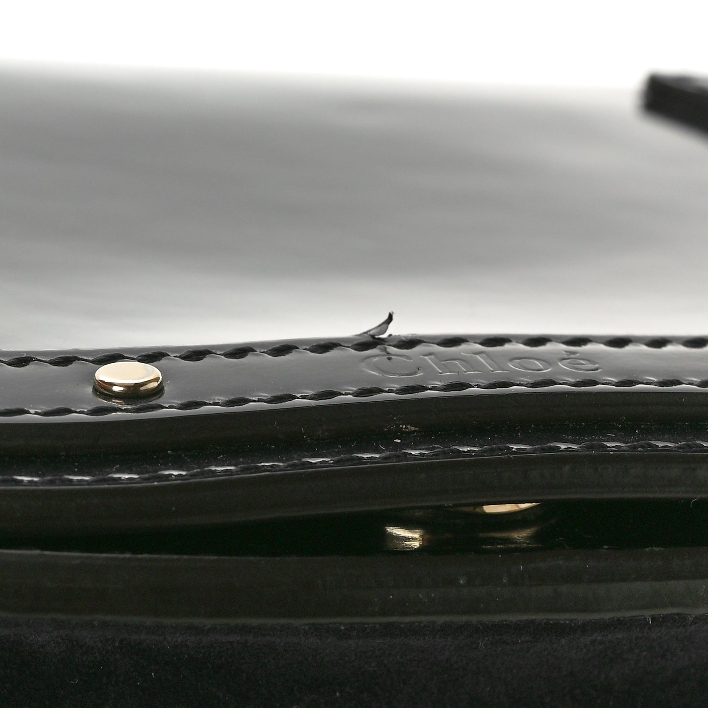 Patent Suede Small Nile Bracelet Bag Black