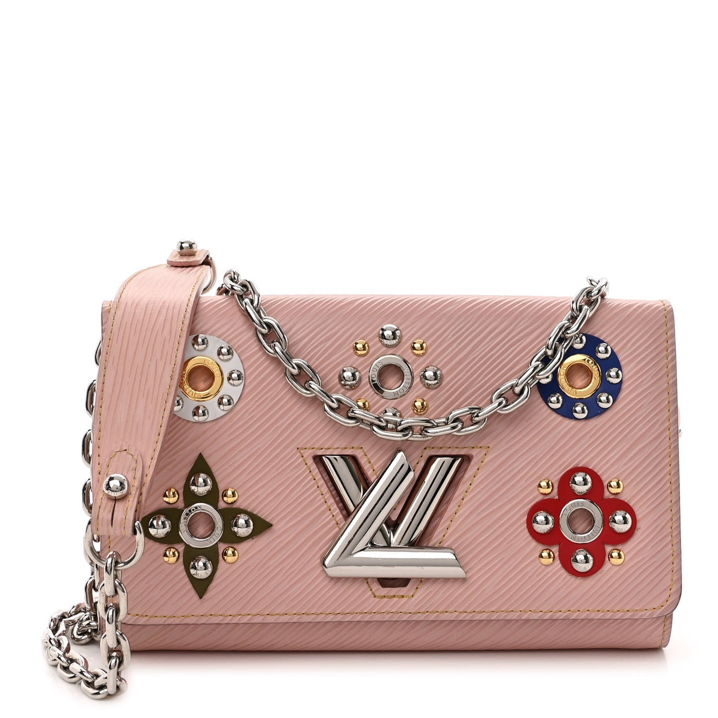 Epi Mechanical Flowers Twist Chain Wallet Rose Ballerine