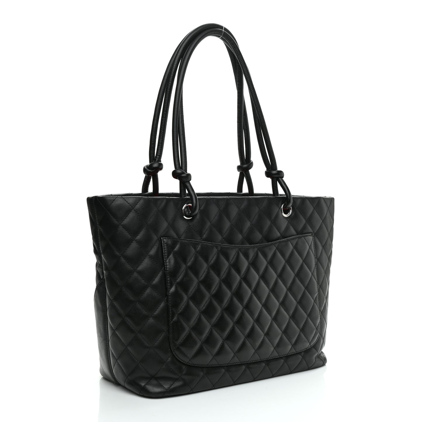 Calfskin Quilted Large Cambon Tote Black White