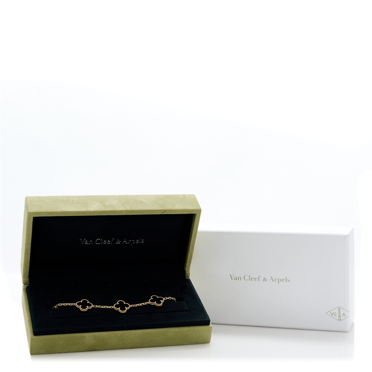 Van Cleef & Arpels 18K Yellow Gold Black Onyx 5 Motifs Vintage Alhambra Bracelet 5 of 5