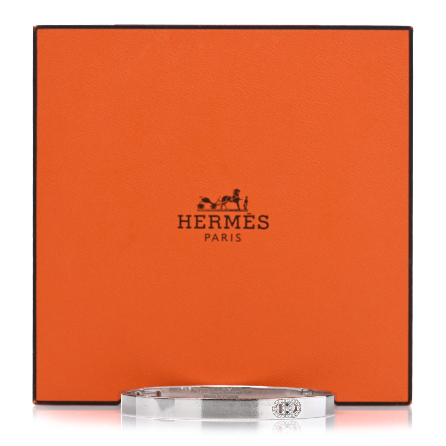 Hermes 18K White Gold Diamond PM H D'Ancre Bracelet SH 4 of 4