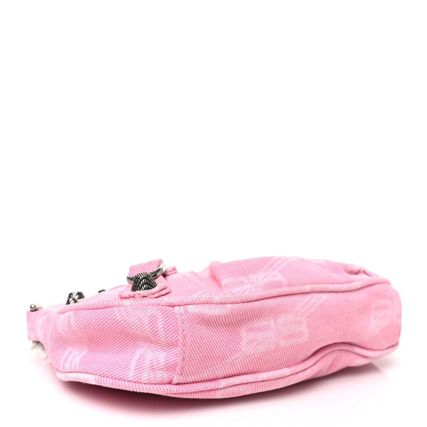 Washed Denim BB Monogram Le Cagole Mini Purse With Chain Pink