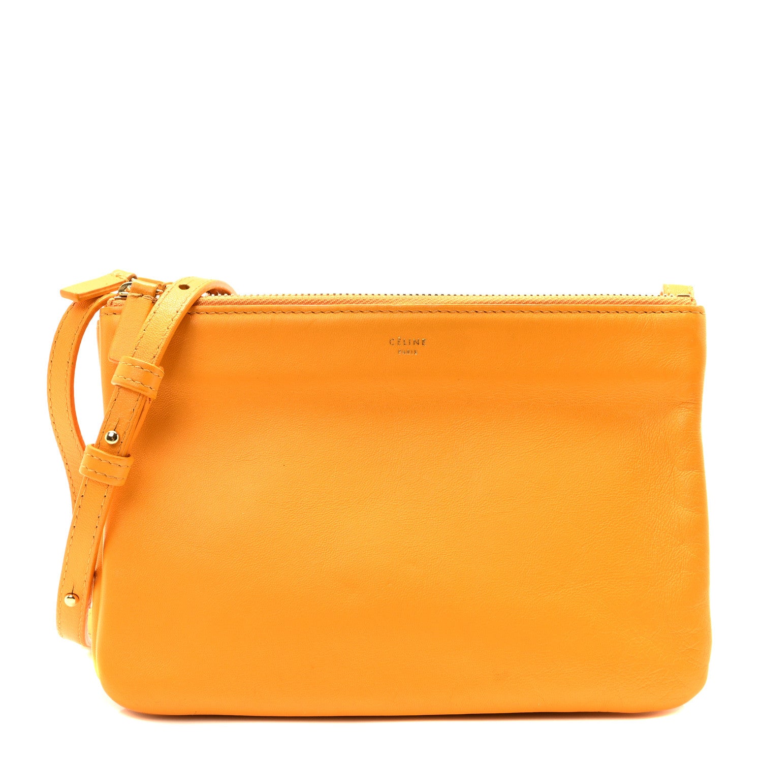 Celine Lambskin Small Trio Crossbody Bag Saffron 1 of 9