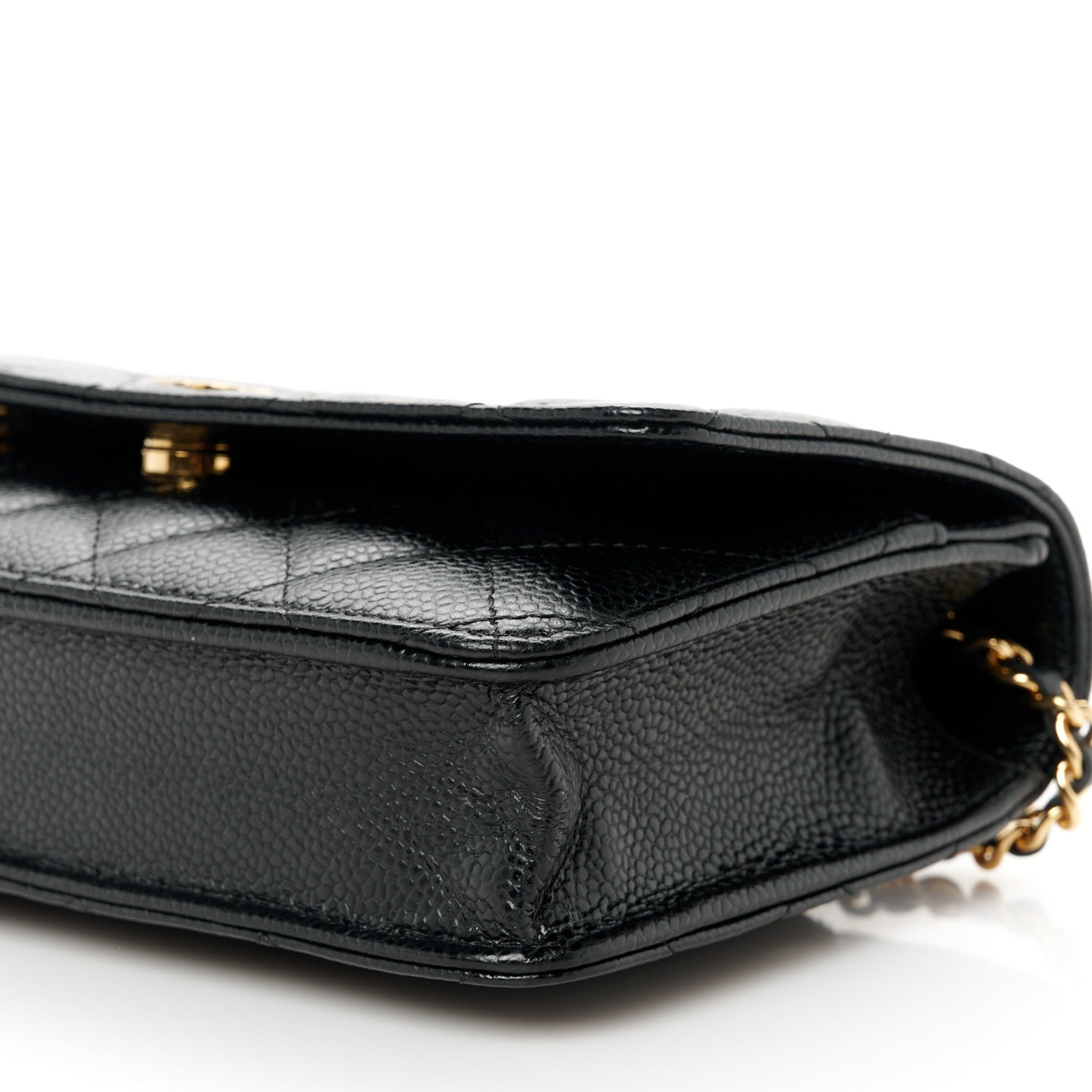Caviar Quilted Wallet on Chain WOC Black