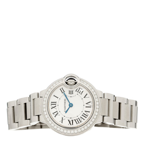 Stainless Steel Diamond Bezel 28mm Ballon Bleu De Cartier Quartz Watch