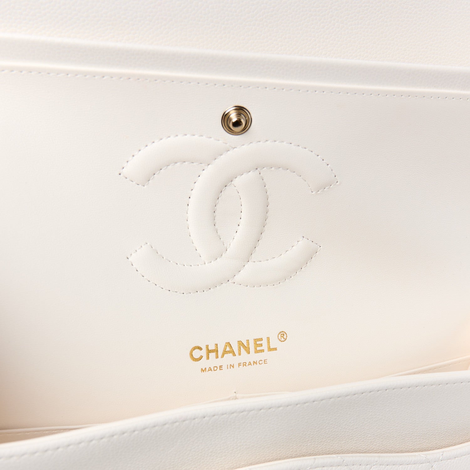 Chanel Caviar Quilted Medium Double Flap White 6 of 12