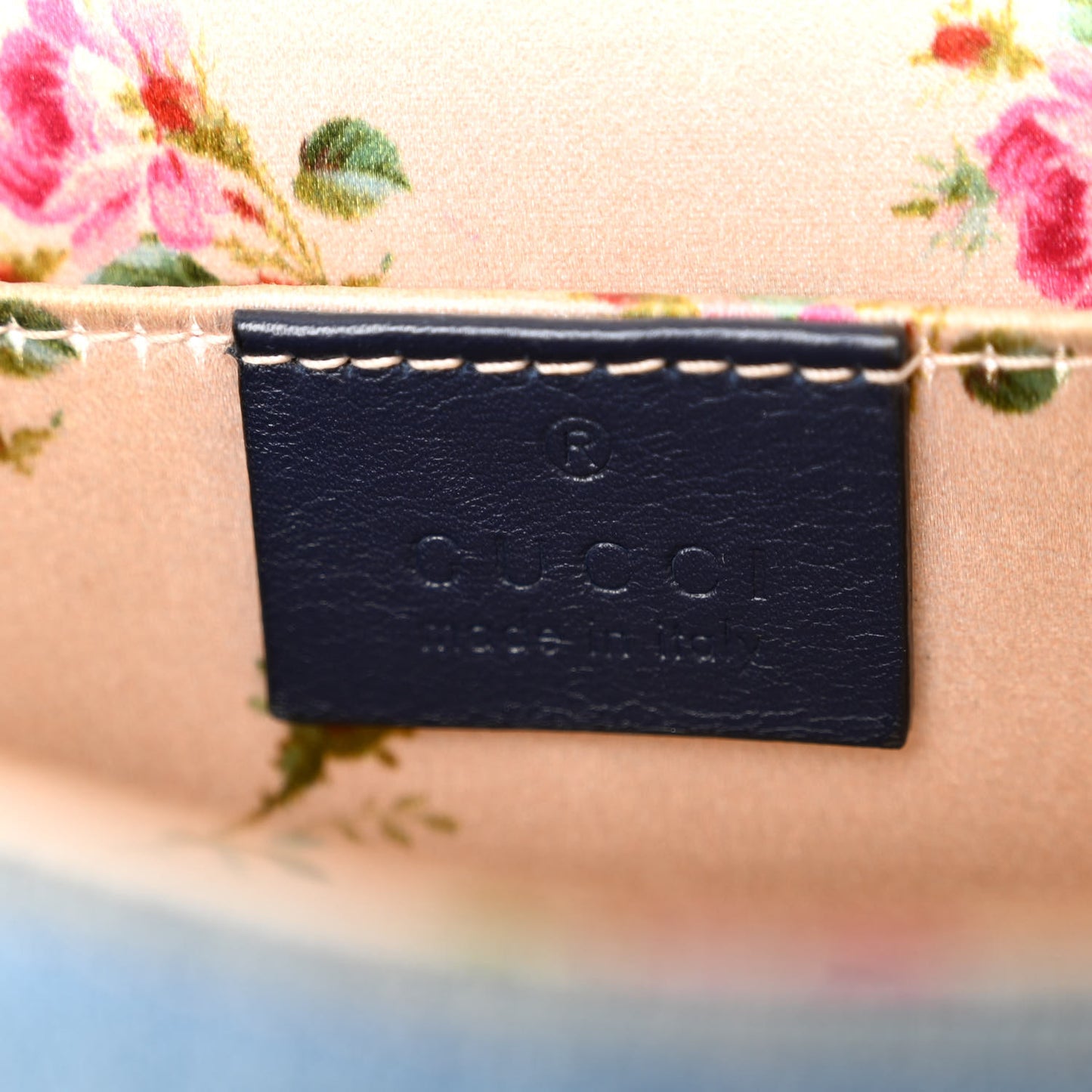 Denim Matelasse Mini Pearly GG Marmont Shoulder Bag Blue