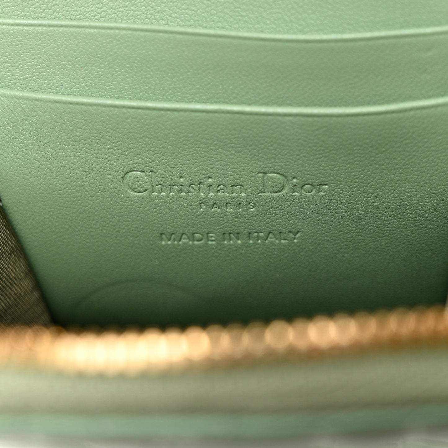 Lambskin Cannage Lady Dior Phone Holder Green