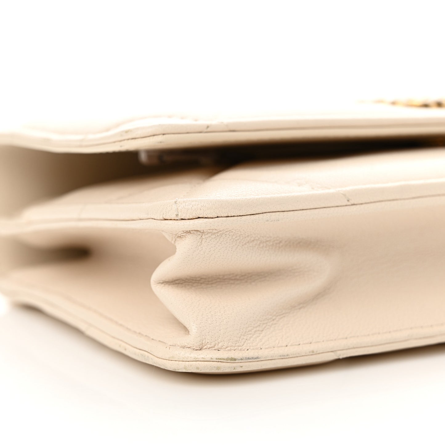 Lambskin Quilted Chanel 19 Wallet On Chain WOC Light Beige