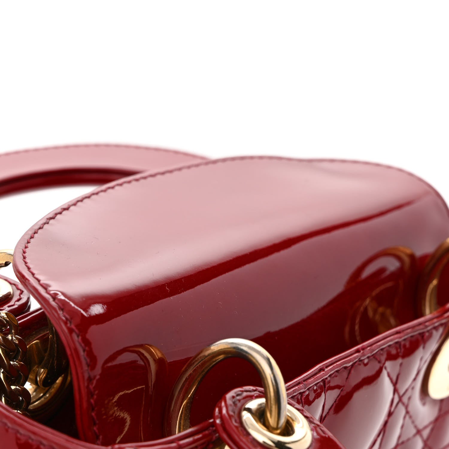 Christian Dior Patent Cannage Mini Lady Dior Red 12 of 14