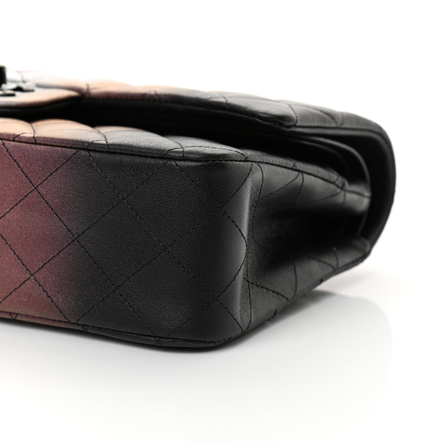 Calfskin Quilted Ombre Medium Double Flap Black