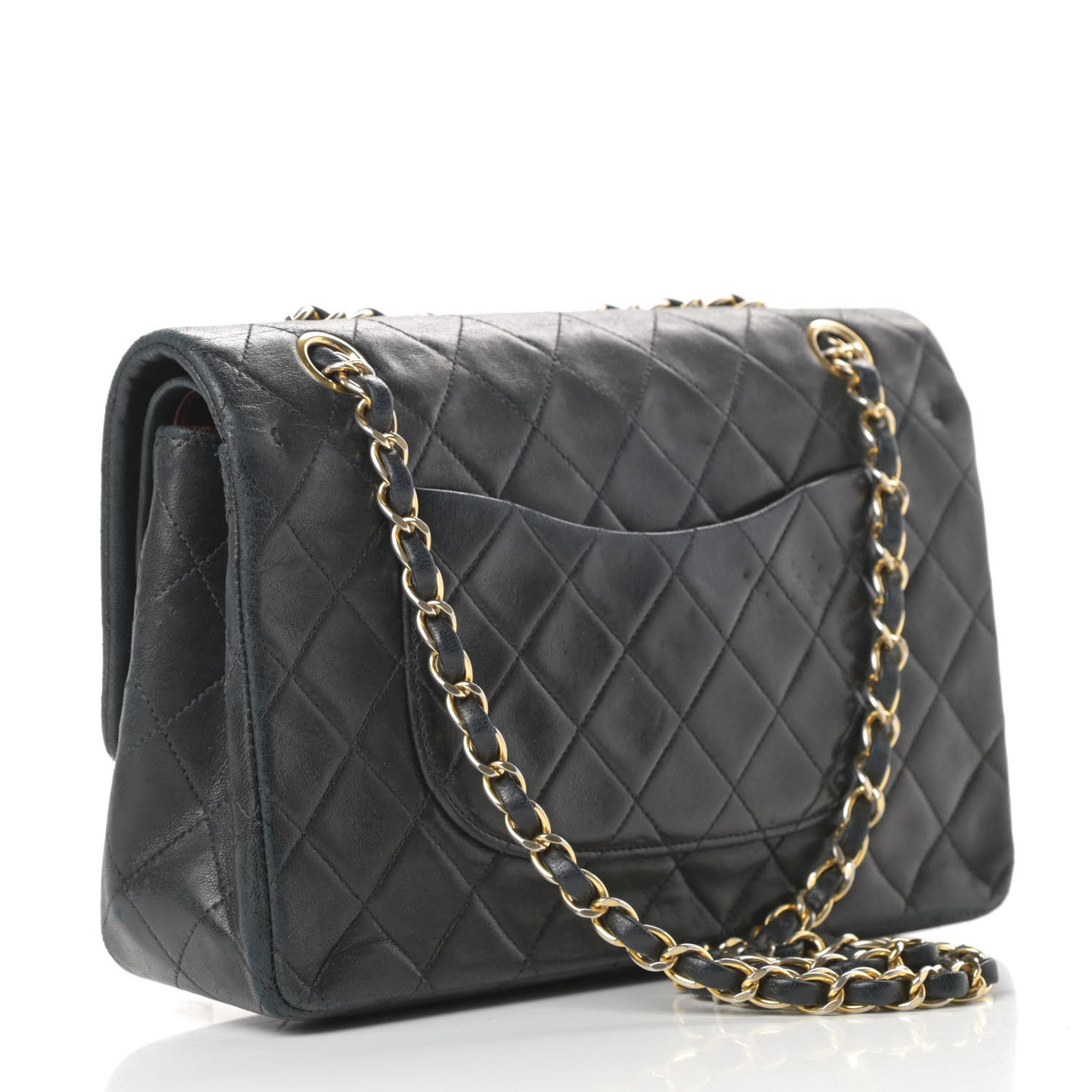 Lambskin Quilted Medium Double Flap Black