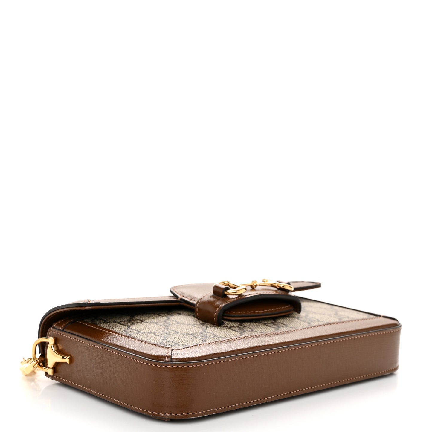 GG Supreme Monogram Azalea Calfskin Horsebit 1955 Mini Bag Beige Ebony Brown Sugar