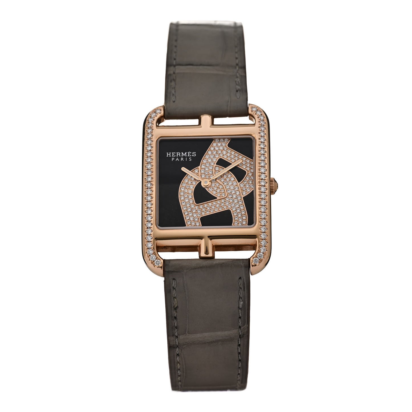 18K Rose Gold Alligator Diamond Bezel 29mm Cape Cod Chaine d'Ancre Joaillier Quartz Watch Gris Perle