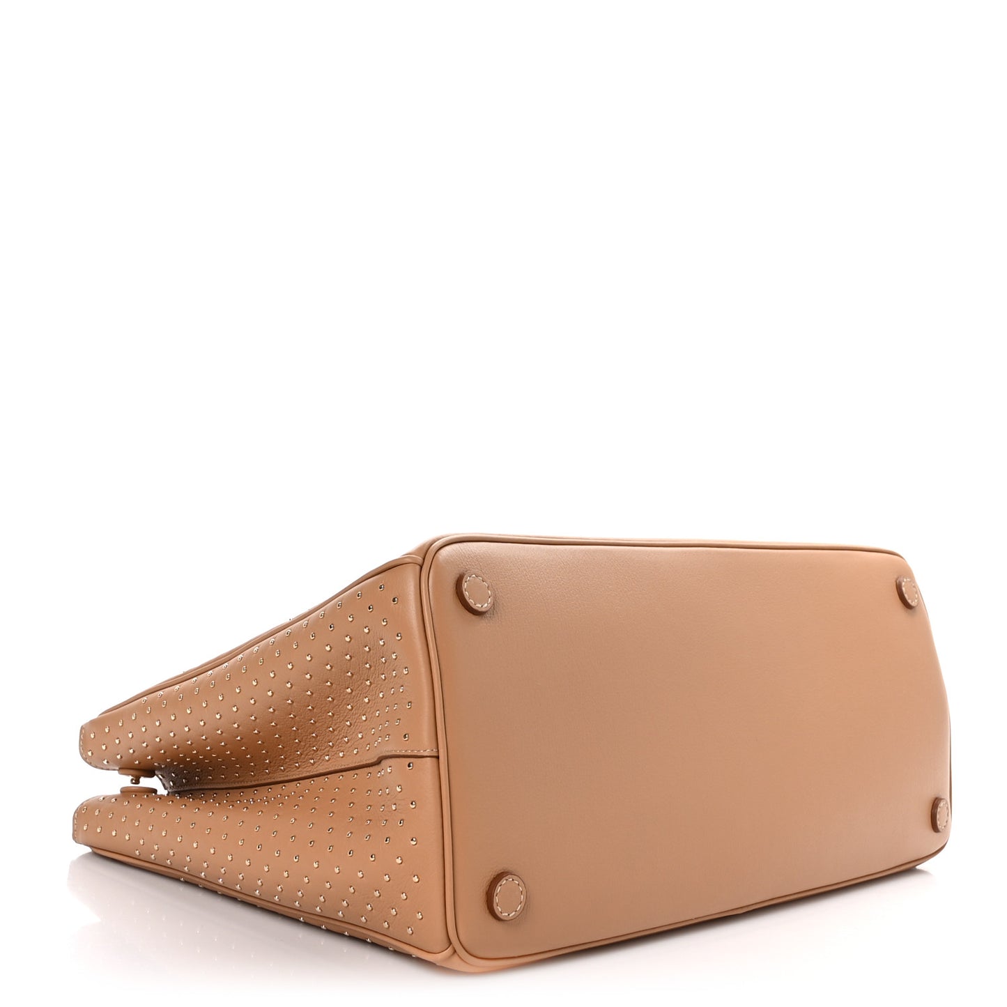 Calfskin Studded Extra Large Galleria Double Zip Tote Natural