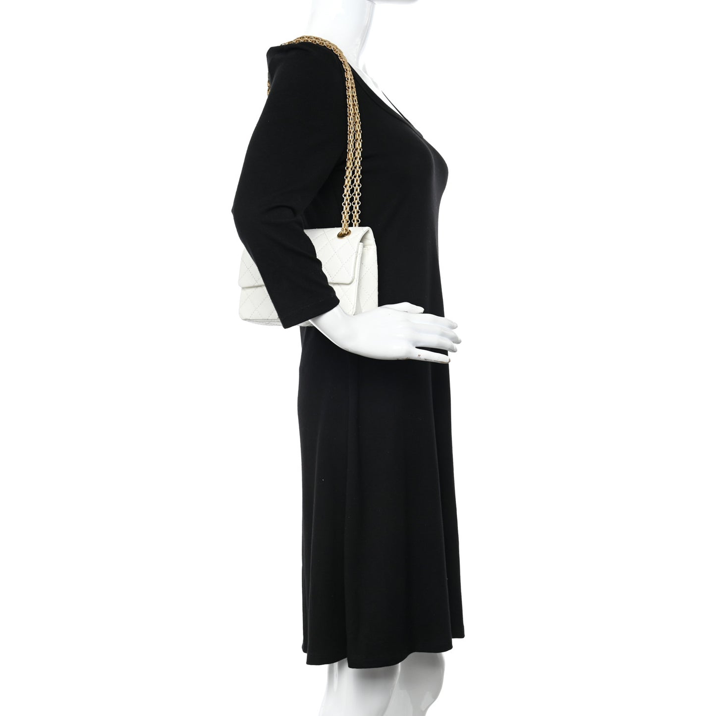 Aged Calfskin Quilted 2.55 Reissue Mini Flap White