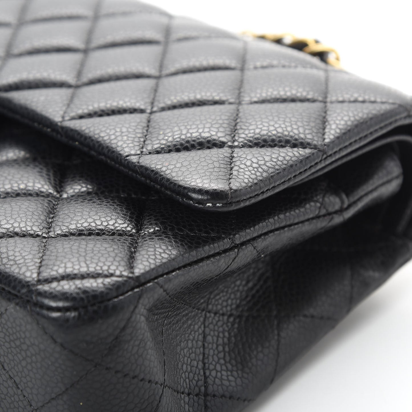 Caviar Quilted Medium Double Flap Black