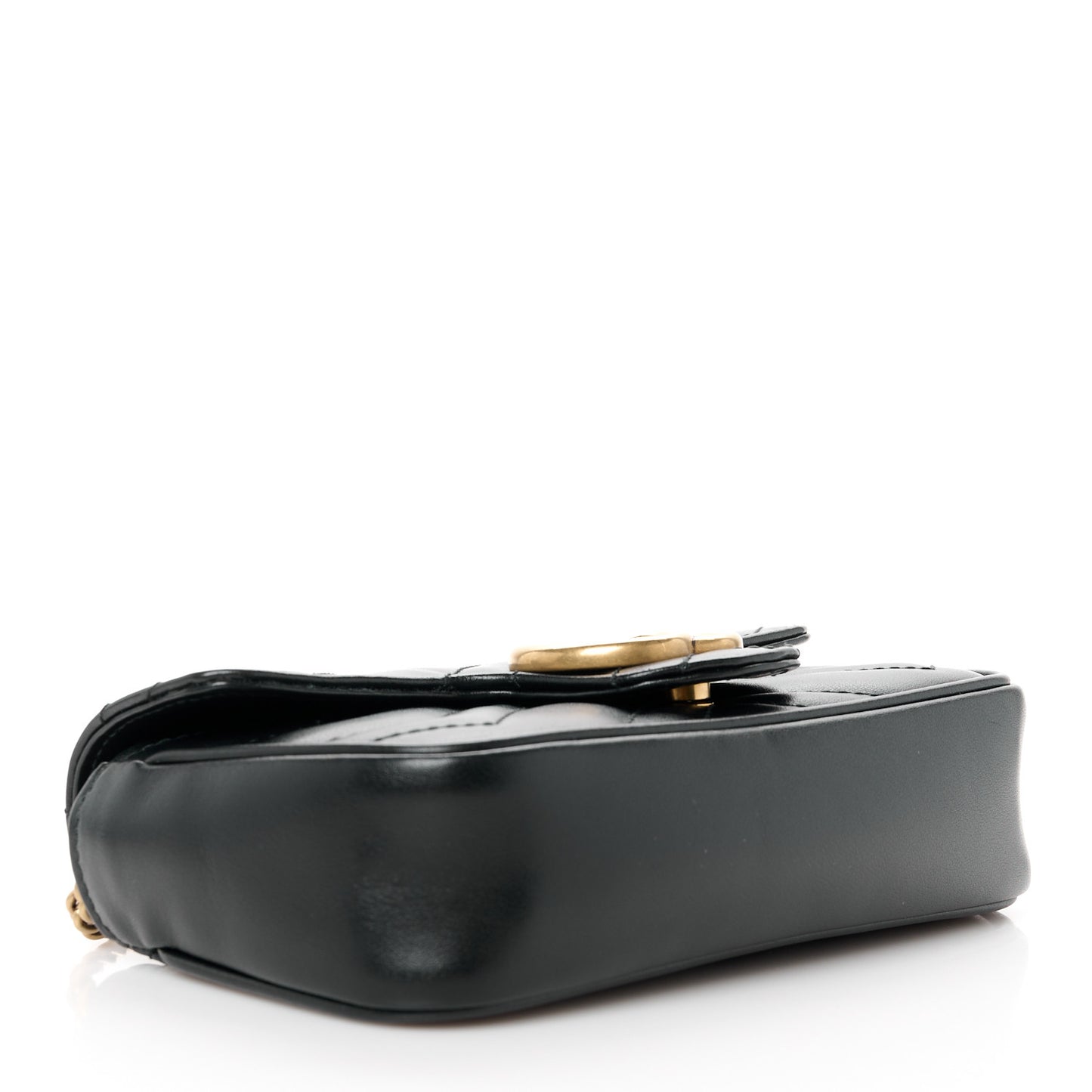 Calfskin Matelasse Super Mini GG Marmont Shoulder Bag Black