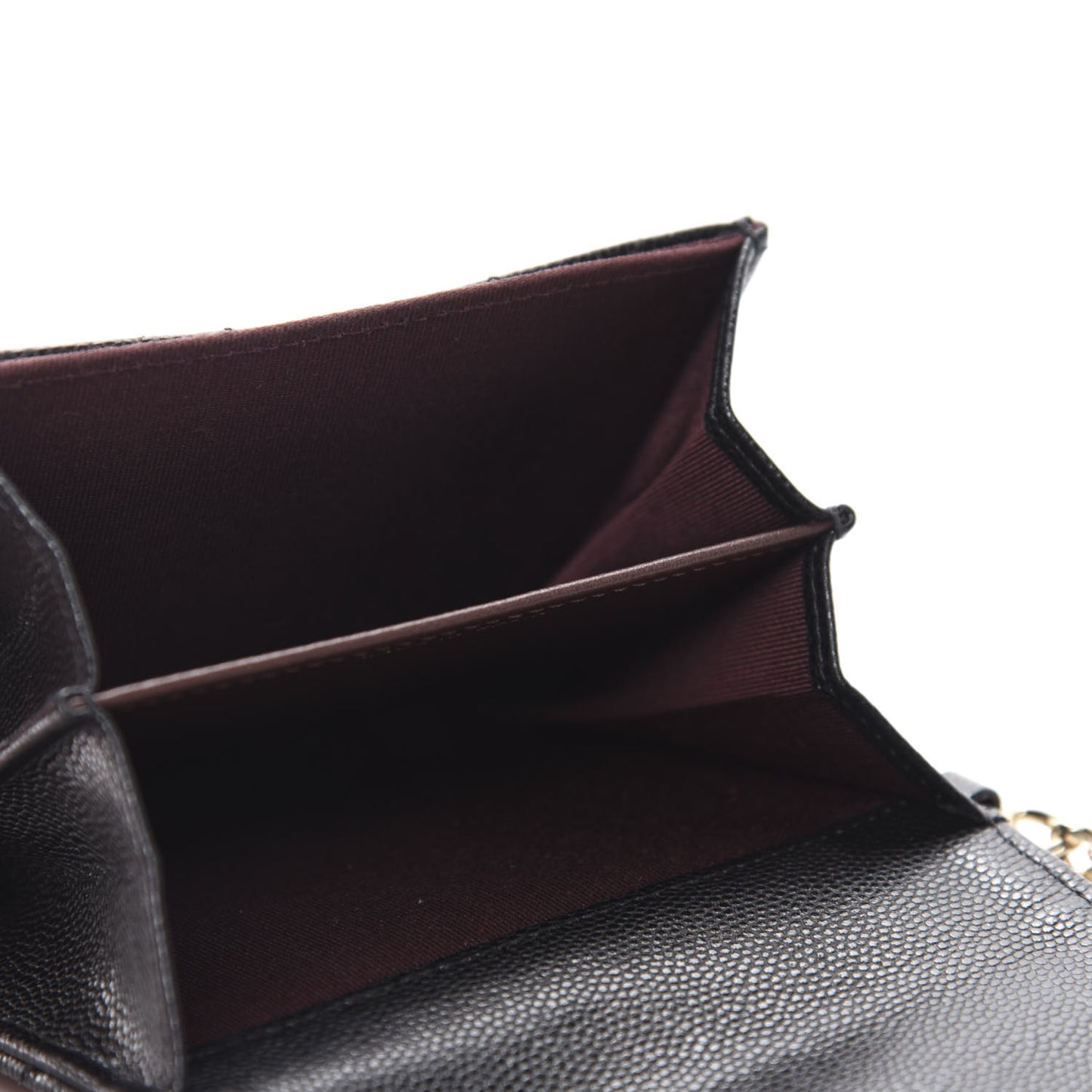 Caviar Quilted Flap Card Holder Chain Wristlet Black
