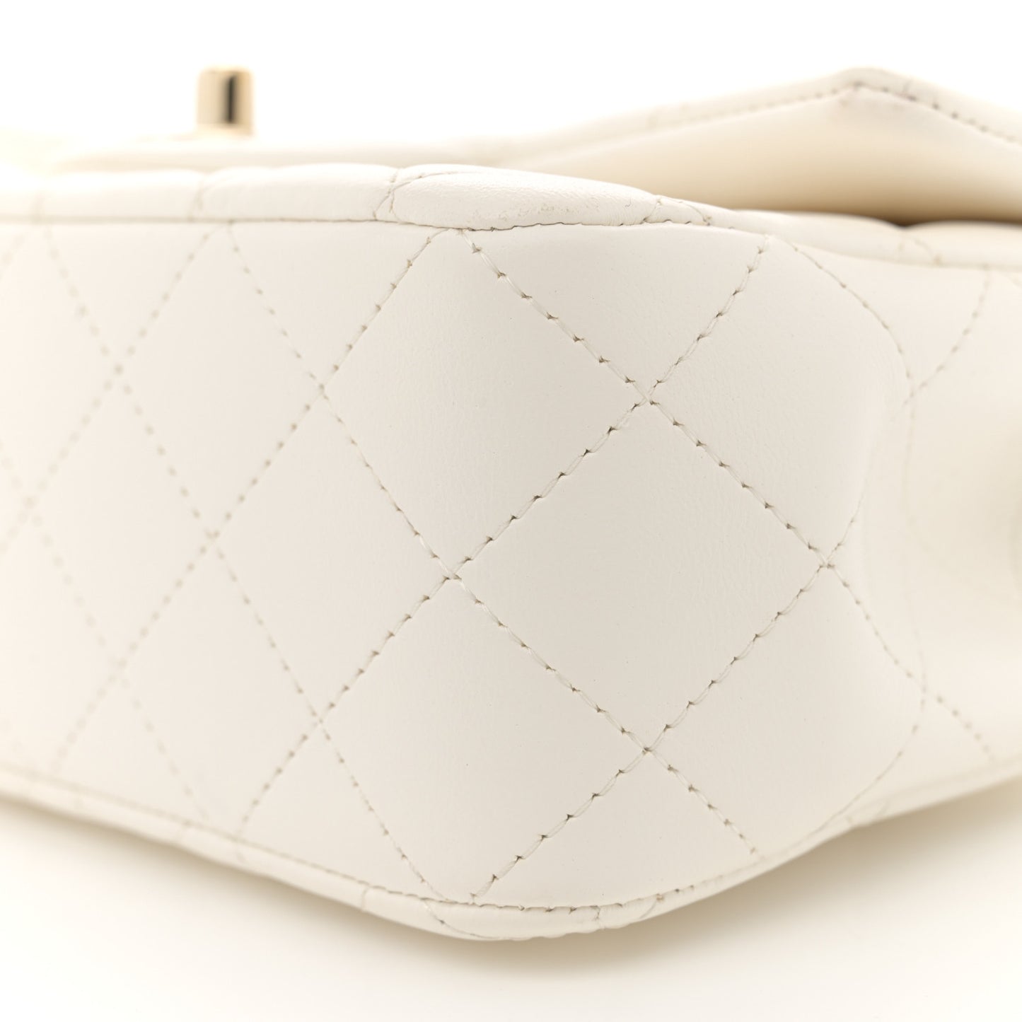 Lambskin Quilted Mini Lion Charm Top Handle Rectangular Flap White