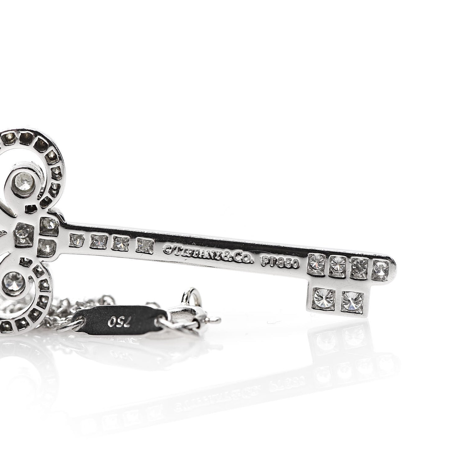Platinum Diamond .41ct Fleur De Lis Key Pendant Necklace
