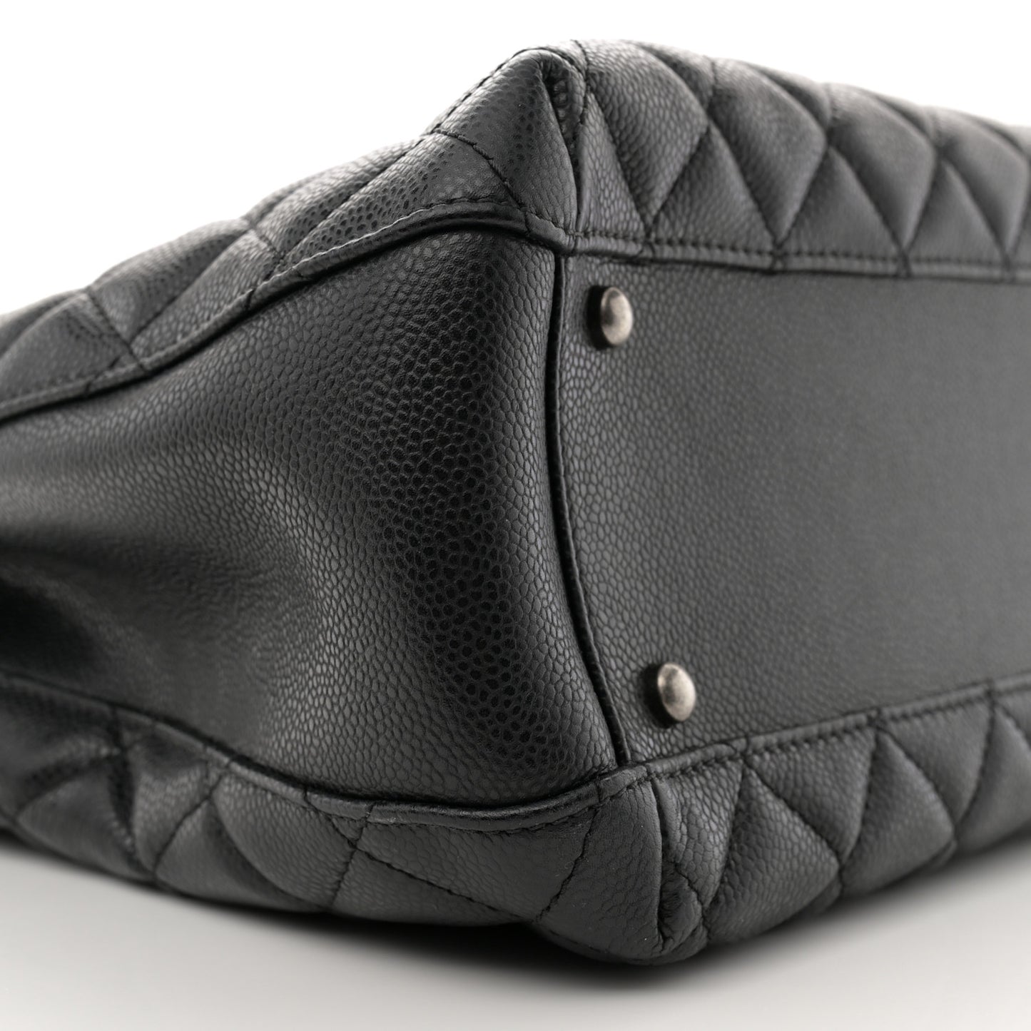 Caviar Quilted City Shopping Tote Black