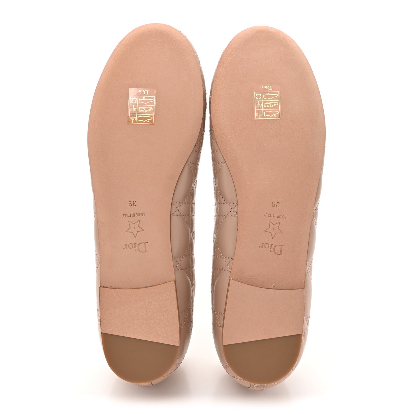Calfskin Cannage Pearl Bow Ballet Flats 39 Nude